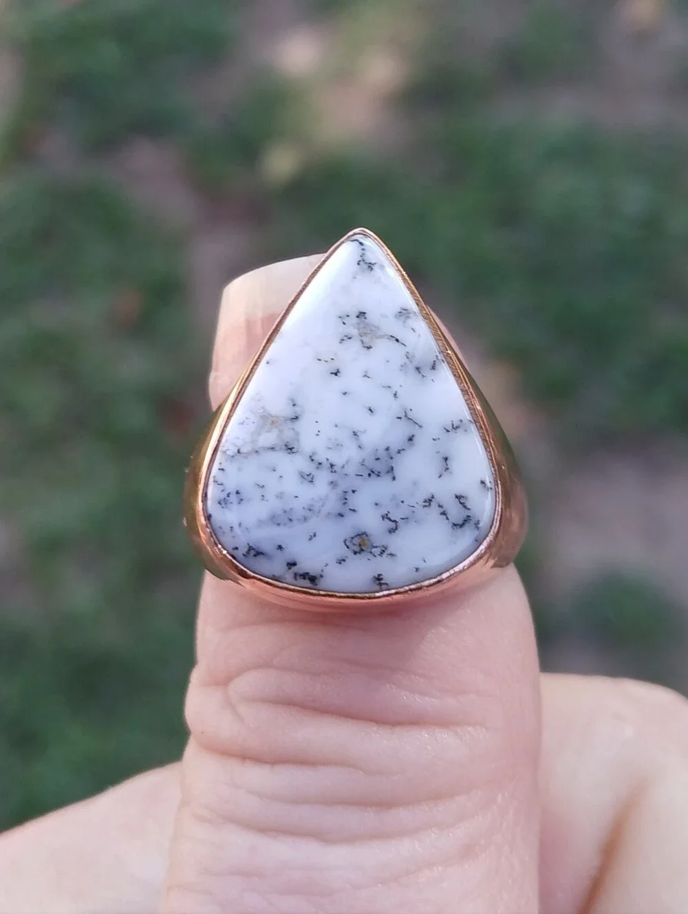 New Men's Dendritic Opal Copper Ring.